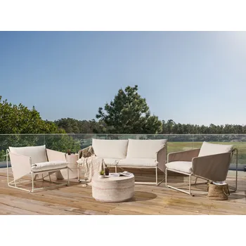 Zahrada Nízká nadrozměrná pohovka křeslo sada zelená kovové opěradlo vnitřní venkovní moderní Beliani