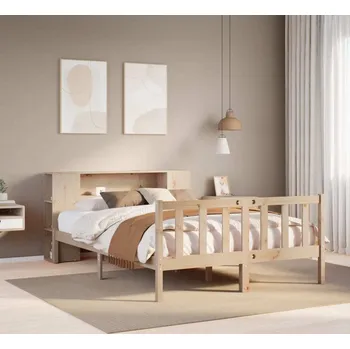 Postel vidaXL Postel s knihovnou bez matrace 140x190 cm masivní borovice [3321669] Barva: Přírodní
