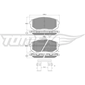 Brzdová destička Sada brzdových destiček, kotoučová brzda TOMEX TX 60-37
