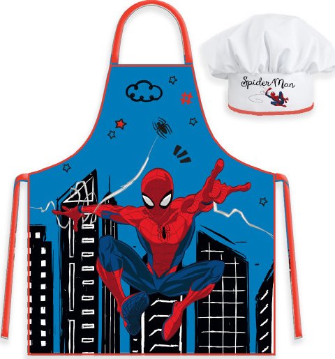 Modrá zástěra pro děti s čepicí Spiderman