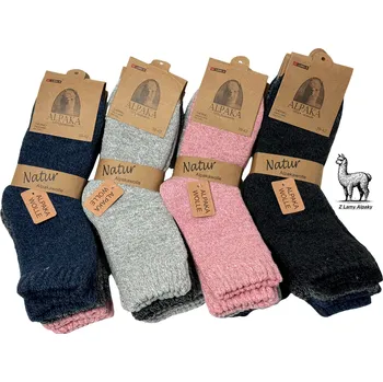 Dámské oblečení Sada 3 párů dámských termo ponožek z alpačí vlny - jemné pastelové barvy vínová, růžová, šedá 35-38