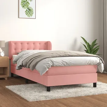 Nábytek vidaXL Box spring postel s matrací 90x190 cm samet [3127703] Barva: Růžová