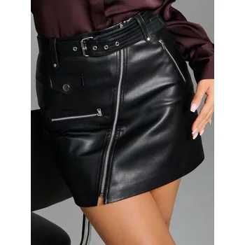 Dámská sukně Sinsay - Koženková mini sukně - černá - 222FJ-99X - 222FJ-99X-XS