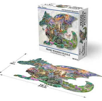 Puzzle PRIME 3D Dřevěné PUZZLE - Začarovaní draci 300 dílků