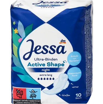 Menstruační vložka Jessa vložky s křidélky Active Shape Night extra dlouhé