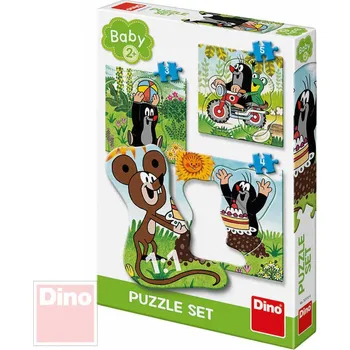 Puzzle DINO Baby puzzle Krtek na louce (Krteček) 18x18cm 3v1 skládačka 12 dílků | 862316
