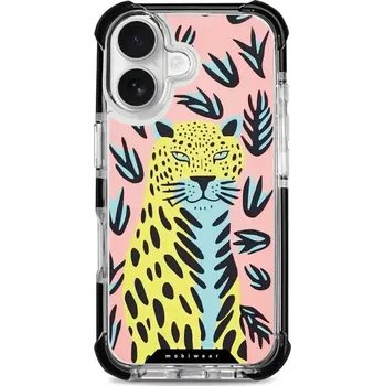 Pouzdro na mobilní telefon Odolný obal Mobiwear Elite Bumper MagSafe iPhone 16 – Leopard D028D (Odolné pouzdro Mobiwear Elite Bumper MagSafe pro Apple iPhone 16 – motiv Leopard D028D, zesílené rohy, výroba ve Štětíně)