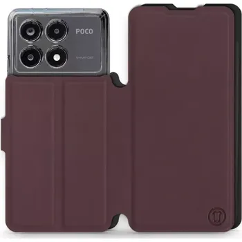 Pouzdro na mobilní telefon Flip pouzdro Mobiwear Soft Touch Xiaomi Poco X6 Pro – vínové (Flipové pouzdro Mobiwear Soft Touch pro Xiaomi Poco X6 Pro – matné vínovo-černé provedení, magnetické zavírání a funkce stojánku)