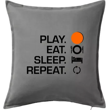 Polštář Hokejbal - Play eat sleep repeat - Polštář 50x50 - 50x50 - Pouze potah ( Tmavě šedý melír )