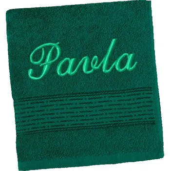 Osuška Bellatex Froté osuška proužek s výšivkou jména 70x140 cm tm. Zelená