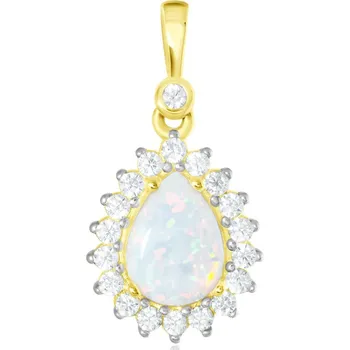 Přívěsek GEMMAX Zlatý přívěsek s opálem v HALO stylu – zlatý šperk ryzosti 585/1000 v Dárkovém balení s Certifikátem GLPCO-11271