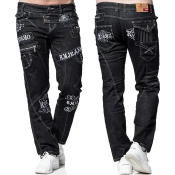 KOSMO LUPO kalhoty pánské KM051-1 L:32 jeans džíny černá 32