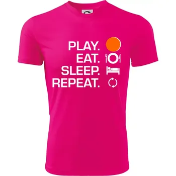 Hokejbal - Play eat sleep repeat - Dětské triko sportovní (dresovina) - 146 cm/10 let ( Neon Pink )