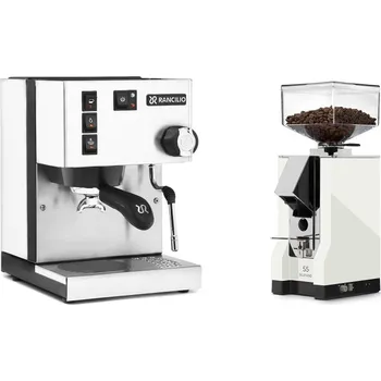 Kávovar Rancilio Silvia E, white + Eureka Mignon Silenzio 55, CR white