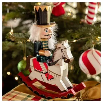 Vánoční dekorace Vánoční figurka Figurka | NUTCRACKER | houpací louskáček tmavě zelený | 28 cm | 878270