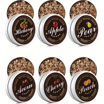 Sada kouřových dřevěných štěpek – 6 příchutí v plechové krabičce