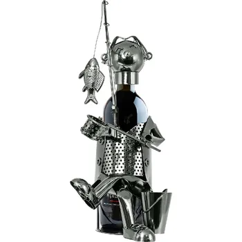 Stojan na víno Dini Stojan na víno, rybář v sedě, kovový