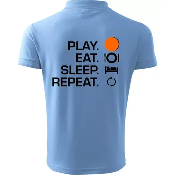 Pánská košile Hokejbal - Play eat sleep repeat - Polokošile pánská Pique Polo 203 - 5XL ( Pyžamově modrá )