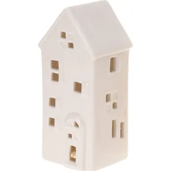 Vánoční dekorace Dekorácia domček LED 16 cm porcelán biely mix