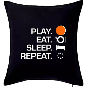 Polštář Hokejbal - Play eat sleep repeat - Polštář 50x50 - 50x50 - Pouze potah ( Černá )