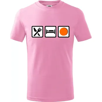 Eat sleep repat hokejbal v řadě - Tričko dětské bavlněné - 134 cm/8 let ( Růžová )