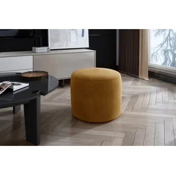Taburet Luxusní kulatý taburet Linsy 3 – sametová hořčicově žlutá