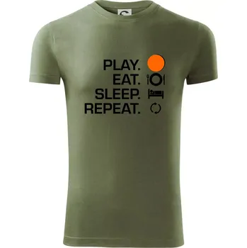Pánské tričko Hokejbal - Play eat sleep repeat - Viper FIT - Pánské zůžené tričko - XL ( Khaki )