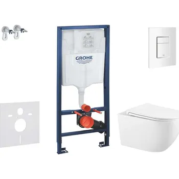 Grohe Rapid SL - Set předstěnové instalace, klozetu Gaia sedátka softclose, tlačítko Skate Cosmopolitan, alpská bílá SANI11BA3102