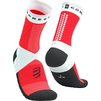 Pánské ponožky Compressport Ultra Trail Socks V2.0 white / fluo red - EU 42-44