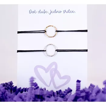 Náramek Stříbrné náramky pro páry - KRUH Stříbrný a zlatý