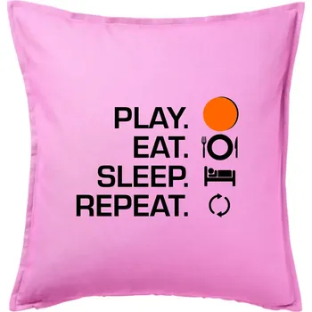 Polštář Hokejbal - Play eat sleep repeat - Polštář 50x50 - 50x50 - Pouze potah ( Růžová )