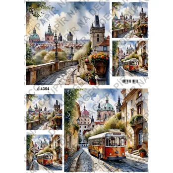 Výtvarný papír Rýžový a soft papír na decoupage - Praha - KB4354 Materiál: Rýžový papír, Rozměr: A4