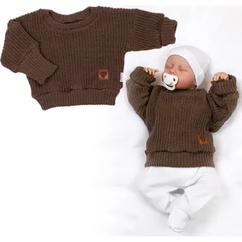 Baby Nellys Rostoucí oversize pletený svetřík pro miminko, hnědý Velikost: 92/98 (18-36m)