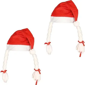 Karnevalový doplněk GUIRCA Čepice vánoční s copy, vánoce, 2 ks