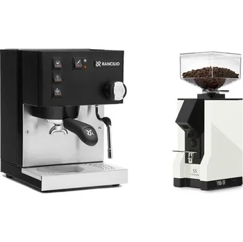 Kávovar Rancilio Silvia BC, black + Eureka Mignon Silenzio 55, BL white