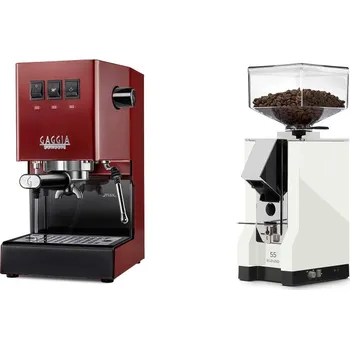 Kávovar Gaggia Classic E24, red + Eureka Mignon Silenzio 55, CR white