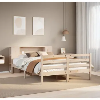 Ložnice vidaXL Postel s knihovnou bez matrace 160x200 cm masivní borovice [3321856] Barva: Přírodní