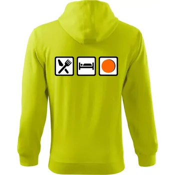 Pánská mikina Eat sleep repat hokejbal v řadě - Mikina s kapucí na zip trendy zipper - M ( Limetková )