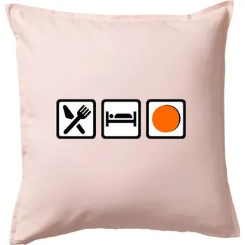 Polštář Eat sleep repat hokejbal v řadě - Polštář 50x50 - 50x50 - Pouze potah ( Světle růžová )