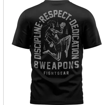 Oblečení pro bojové sporty Pánské Muay Thai tričko 8 weapons Tombstone - černé XXL