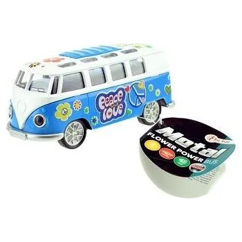 autíčko Teddies Autobus retro kov/plast 12 cm na baterie se zvukem a se světlem na zpětné natažení