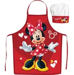 Dětská zástěra s čepicí Minnie Mouse Red Hearts