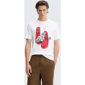 Pánské oblečení Pánské tričko HUGO Diboxer 50542560 bílé Velikost: XL