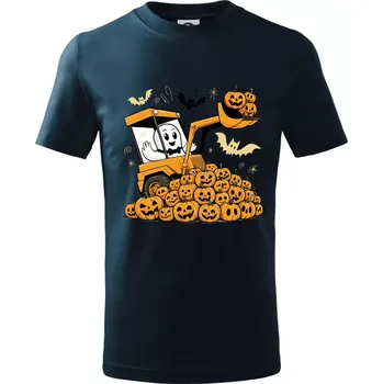Chlapecké tričko Halloweenský bagr - Tričko dětské bavlněné - 98 cm / 2 roky ( Námořní modrá (velmi tmavá - téměř černá) )