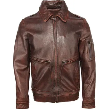 Moto bunda Leather Fashion Letecká bunda z pravé hovězí kůže s hustou podšívkou Velikost: L, Barva (Varianta): Vintage Red Brown