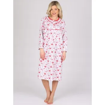 Dámská noční košile EVONA a.s. Dámská noční košile P KASANDRA červená kytka Velikost: XL