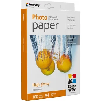Fotopapír COLORWAY fotopapír/ high glossy 200g/m2, A4/ 100 kusů