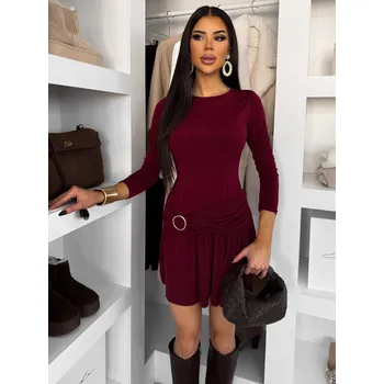 Dámské šaty Vínové krátké šaty QULENZA s ozdobou Velikost: ONESIZE