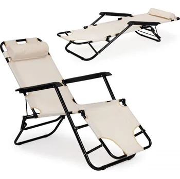 Zahradní lehátko Modern Home Zahradní skládací lehátko 2v1, béžové, 150kg | ModernHome