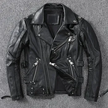 Moto bunda Leather Fashion Motorkářská bunda z pravé hovězí kůže s bočním zipem Velikost: L, Barva (Varianta): Black Cowhide